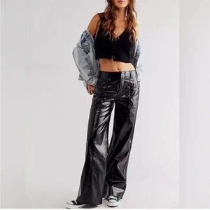 Free People Star-crossed lovers vegan wide leg pants leather look